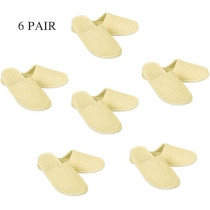 Yu Well Disposable Spa Slippers Thick Soft Cotton Velvet Hotel Slippers For Home Travel Wedding Fits For Most Men And Women, Size UK 10-11, Yellow, 6 Pair