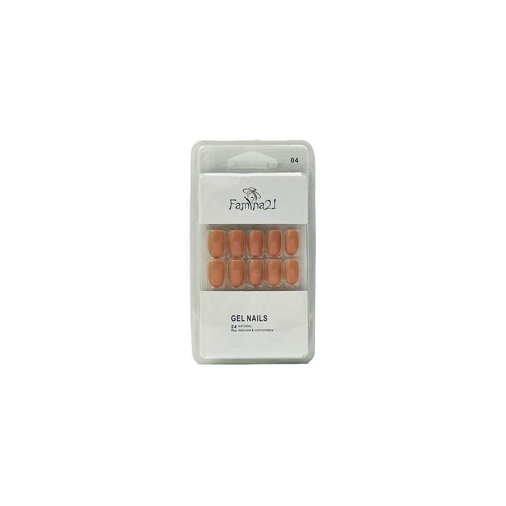 Famina21 Fake Gel Nails 24pcs With Glue Sticker, Number 04