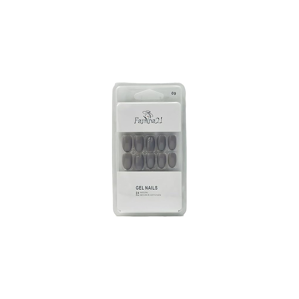 Famina21 Fake Gel Nails 24pcs With Glue Sticker, Number 09