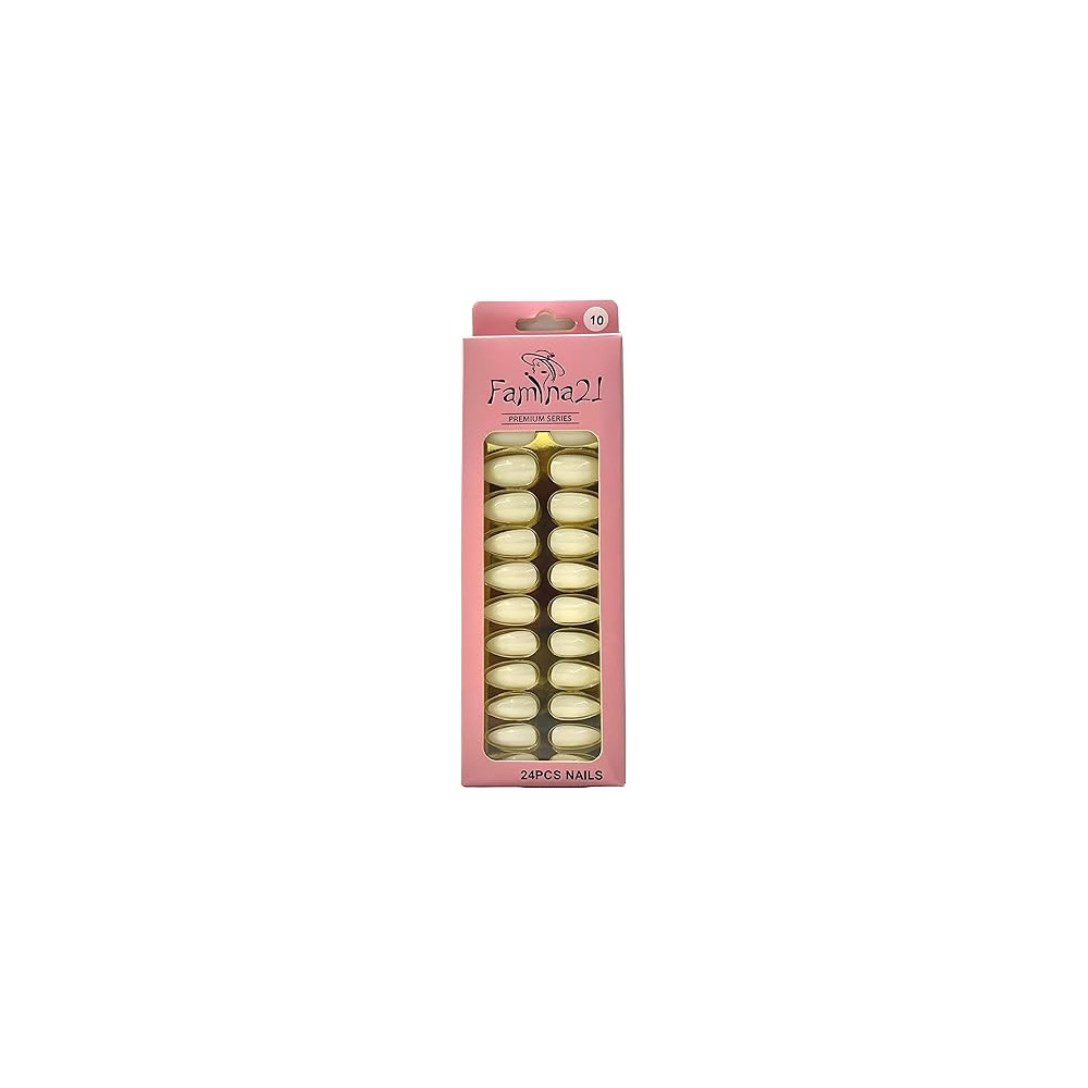 Famina21 Premium Fake Nails 24pcs With Glue Sticker, Number 10