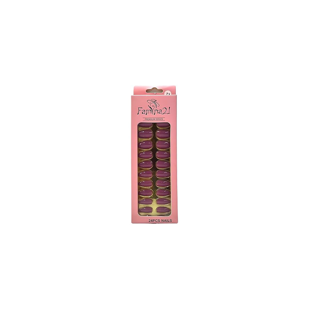 Famina21 Premium Fake Nails 24pcs With Glue Sticker, Number 13