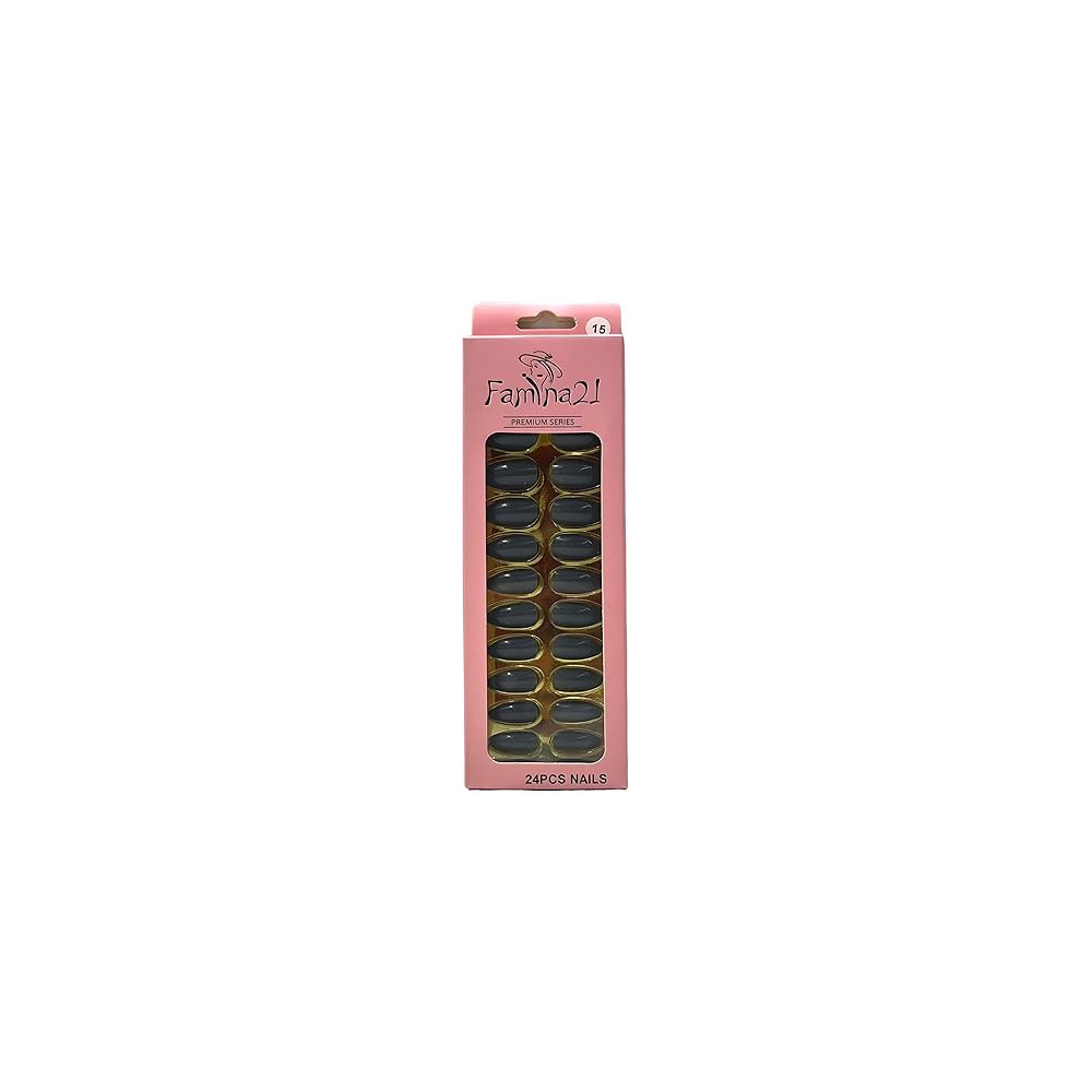 Famina21 Premium Fake Nails 24pcs With Glue Sticker, Number 15