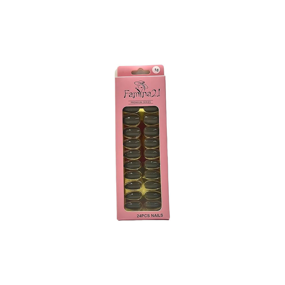 Famina21 Premium Fake Nails 24pcs With Glue Sticker, Number 16