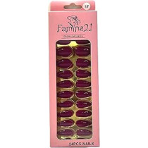Famina21 Premium Fake Nails 24pcs With Glue Sticker, Number 17