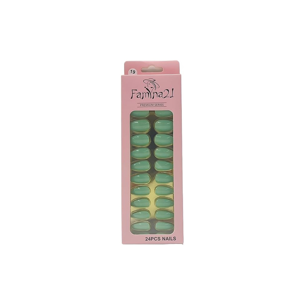 Famina21 Premium Fake Nails 24pcs With Glue Sticker, Number 19