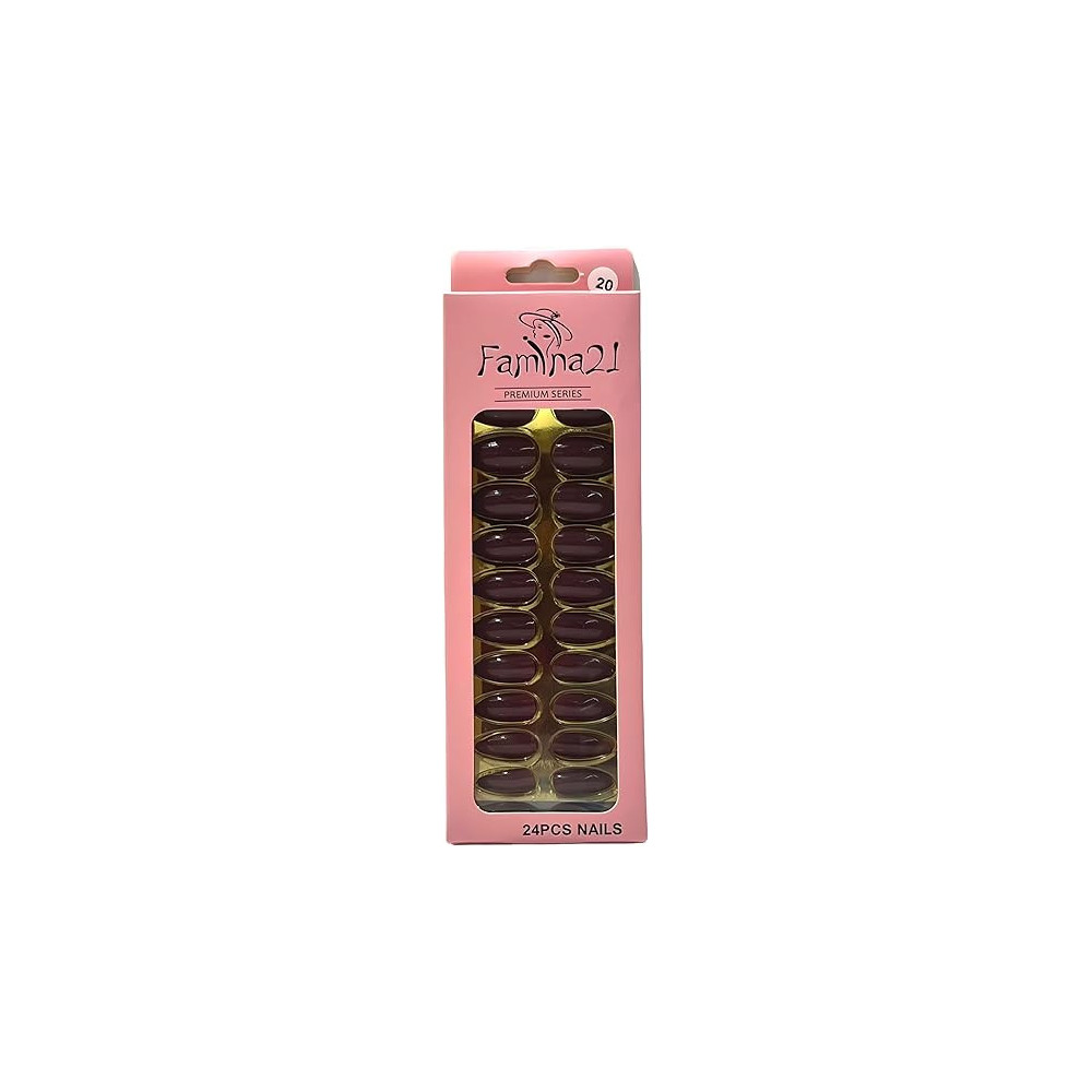 Famina21 Premium Fake Nails 24pcs With Glue Sticker, Number 20
