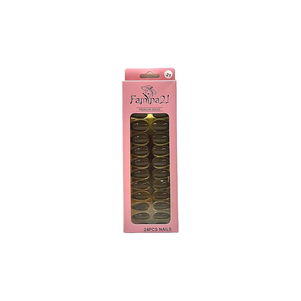 Famina21 Premium Fake Nails 24pcs With Glue Sticker, Number 21