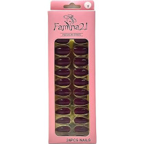 Famina21 Premium Fake Nails 24pcs With Glue Sticker, Number 01