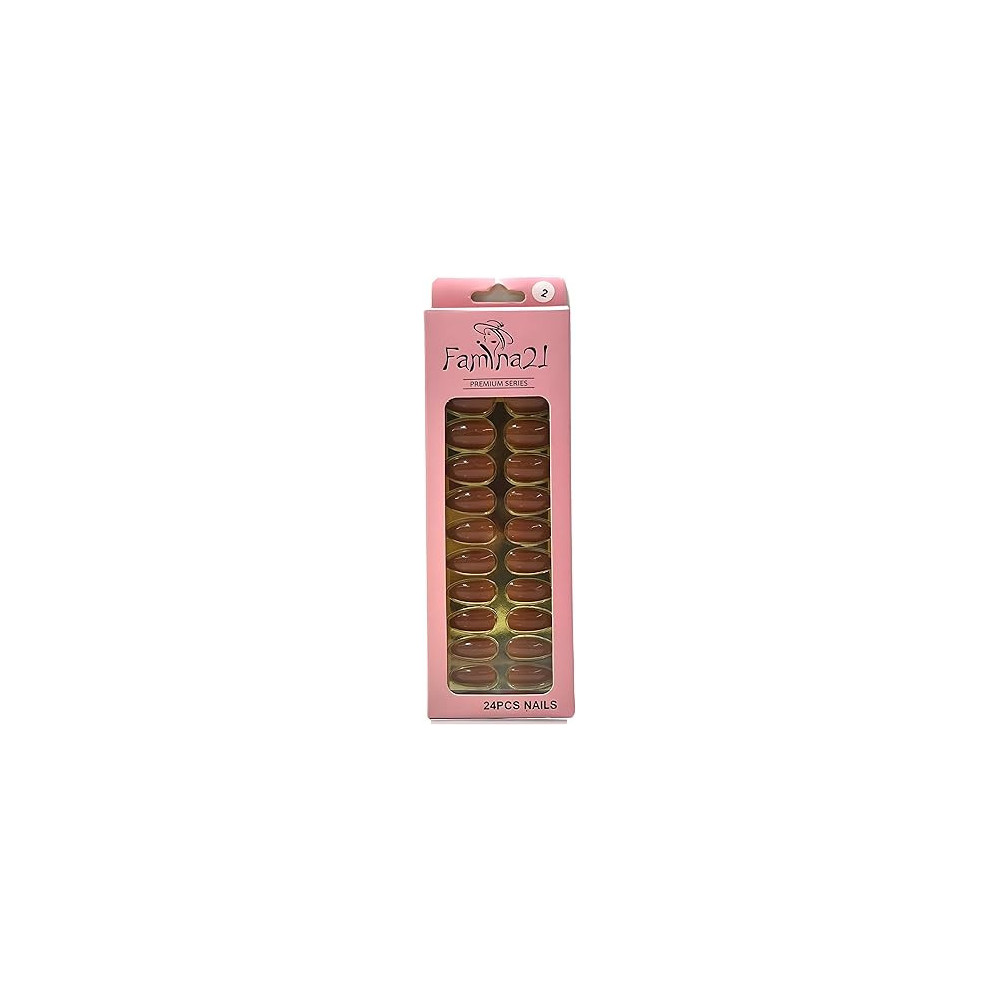 Famina21 Premium Fake Nails 24pcs With Glue Sticker, Number 02