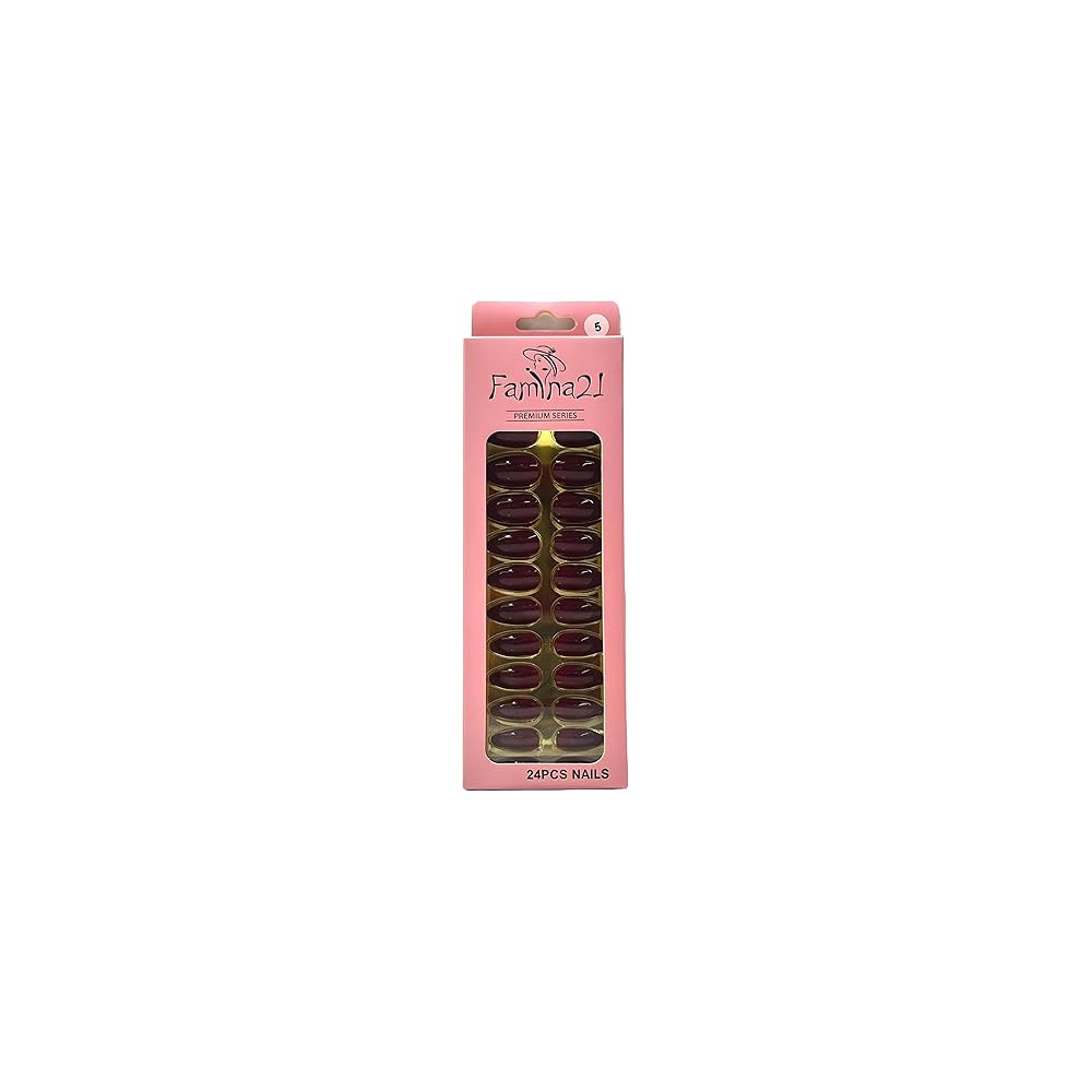 Famina21 Premium Fake Nails 24pcs With Glue Sticker, Number 05