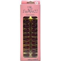 Famina21 Premium Fake Nails 24pcs With Glue Sticker, Number 07