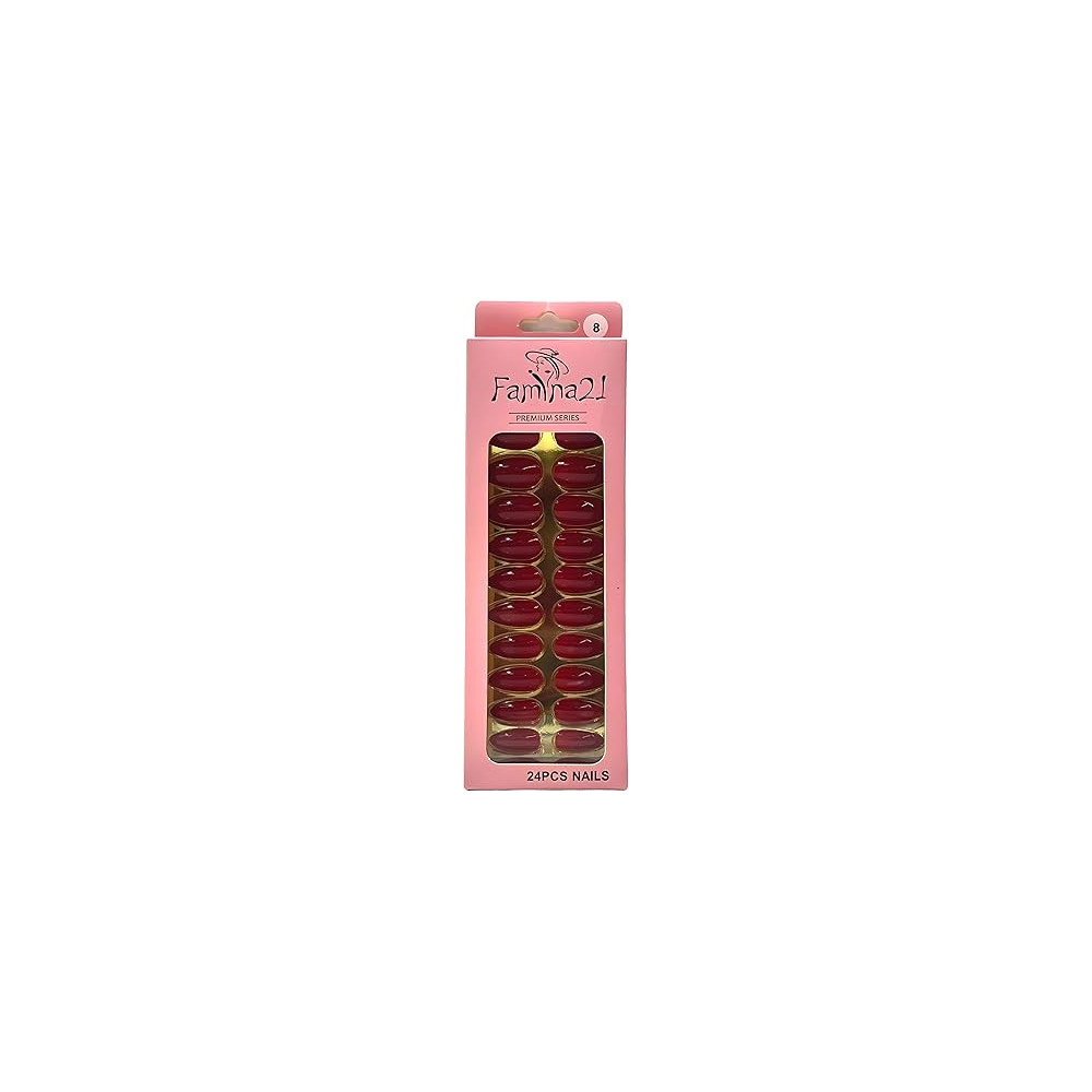Famina21 Premium Fake Nails 24pcs With Glue Sticker, Number 08