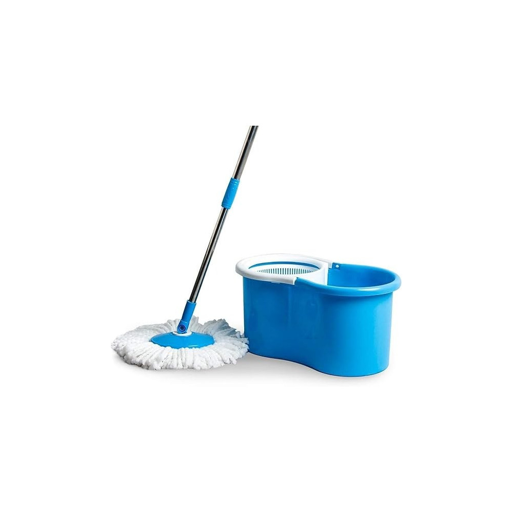Yu Well Easy Mop 360 With Extended Easypress Handle And A Microfiber Mop Head, Bucket With Easy Wring Dryer Basket For Home Kitchen Floor Cleaning, Blue