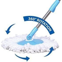 Yu Well Easy Mop 360 With Extended Easypress Handle And A Microfiber Mop Head, Bucket With Easy Wring Dryer Basket For Home Kitchen Floor Cleaning, Blue