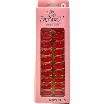 Famina21 Premium Fake Nails 24pcs With Glue Sticker, Number 09