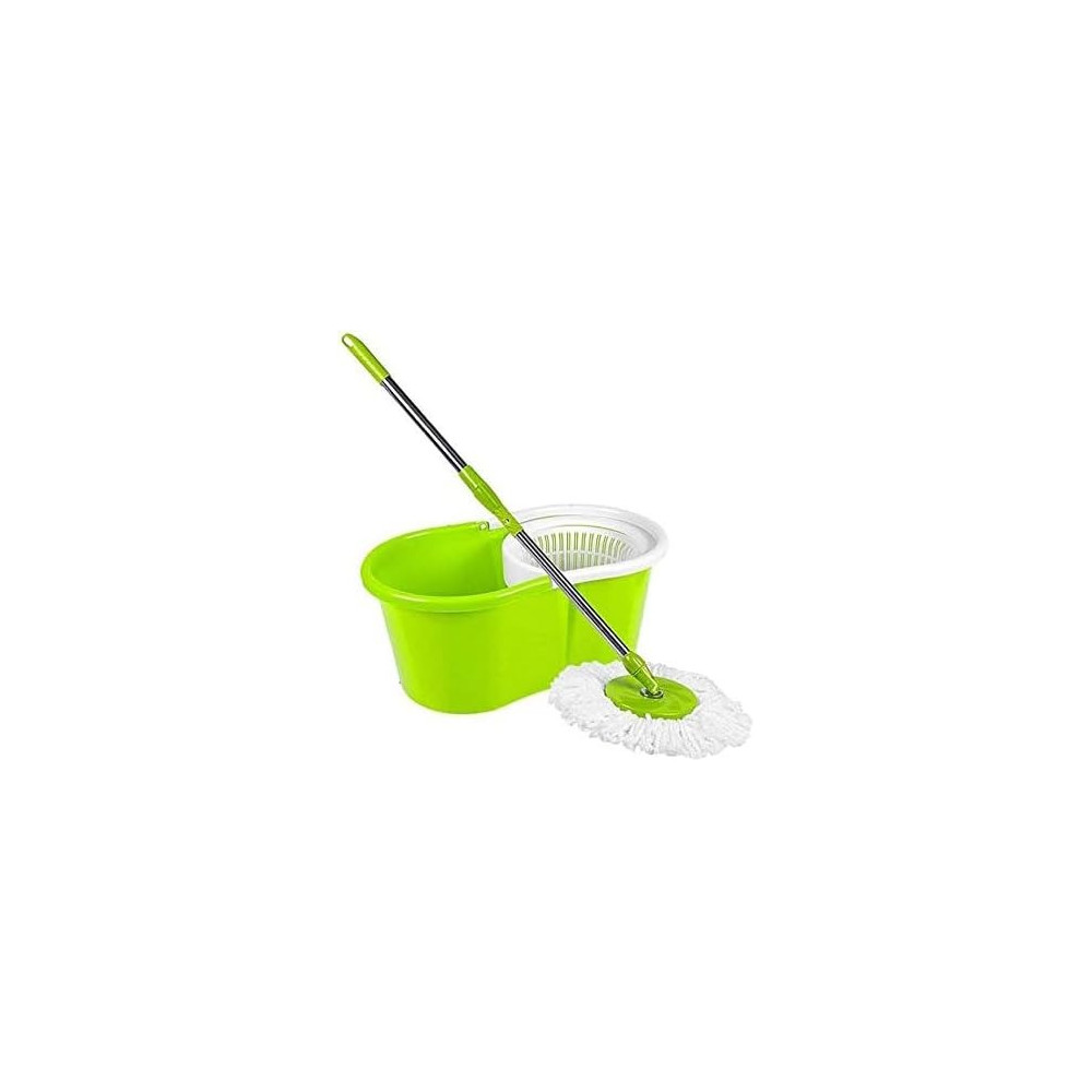 Yu Well Easy Mop 360 With Extended Easypress Handle And A Microfiber Mop Head, Bucket With Easy Wring Dryer Basket For Home Kitchen Floor Cleaning, Green