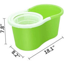 Yu Well Easy Mop 360 With Extended Easypress Handle And A Microfiber Mop Head, Bucket With Easy Wring Dryer Basket For Home Kitchen Floor Cleaning, Green