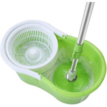 Yu Well Easy Mop 360 With Extended Easypress Handle And A Microfiber Mop Head, Bucket With Easy Wring Dryer Basket For Home Kitchen Floor Cleaning, Green