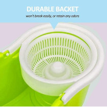 Yu Well Easy Mop 360 With Extended Easypress Handle And A Microfiber Mop Head, Bucket With Easy Wring Dryer Basket For Home Kitchen Floor Cleaning, Green