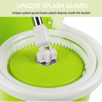 Yu Well Easy Mop 360 With Extended Easypress Handle And A Microfiber Mop Head, Bucket With Easy Wring Dryer Basket For Home Kitchen Floor Cleaning, Green