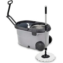 Yu Well Easy Mop 360 With Extended Easypress Handle And A Microfiber Mop Head With Drain, Bucket With Easy Wring Dryer Basket For Home Kitchen Floor Cleaning, Grey