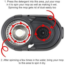 Yu Well Easy Mop 360 With Extended Easypress Handle And A Microfiber Mop Head With Drain, Bucket With Easy Wring Dryer Basket For Home Kitchen Floor Cleaning, Grey