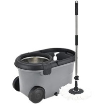 Yu Well Easy Mop 360 With Extended Easypress Handle And A Microfiber Mop Head With Drain, Bucket With Easy Wring Dryer Basket For Home Kitchen Floor Cleaning, Grey