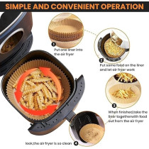 Yu Well Air Fryer Disposable Paper Liner Sheets Baking Paper Waterproof Non-Stick For Frying Pan Microwave Hot Air Fryer, Round, 20 Cm, 50 Pcs