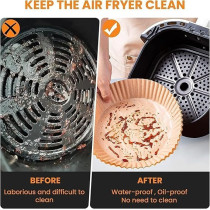 Yu Well Air Fryer Disposable Paper Liner Sheets Baking Paper Waterproof Non-Stick For Frying Pan Microwave Hot Air Fryer, Round, 20 Cm, 100 Pcs