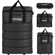 Yu Well Expandable Rolling Duffle Bag Wheeled Luggage Foldable Suitcase, Duffle Bag/Wheels, Black, Large/3 Layer