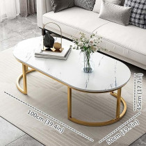 Yu Well Coffee Table Sofa Side Table Center Table For Living Room, Modern Simple Coffee Cocktail Table With Gold Metal Frame, For Office, Dining/Tea Room, White, 100 x 50 x 45Cm
