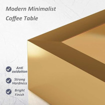 Yu Well Coffee Table Sofa Side Table Center Table For Living Room, Modern Simple Coffee Cocktail Table With Gold Metal Frame, For Office, Dining/Tea Room, White, 100 x 50 x 45Cm