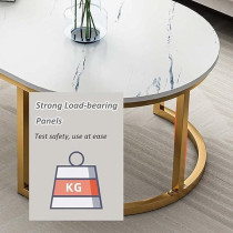 Yu Well Coffee Table Sofa Side Table Center Table For Living Room, Modern Simple Coffee Cocktail Table With Gold Metal Frame, For Office, Dining/Tea Room, White, 100 x 50 x 45Cm