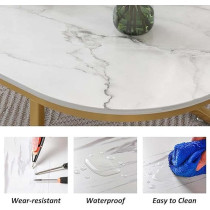 Yu Well Coffee Table Sofa Side Table Center Table For Living Room, Modern Simple Coffee Cocktail Table With Gold Metal Frame, For Office, Dining/Tea Room, White, 120 x 60 x 45Cm