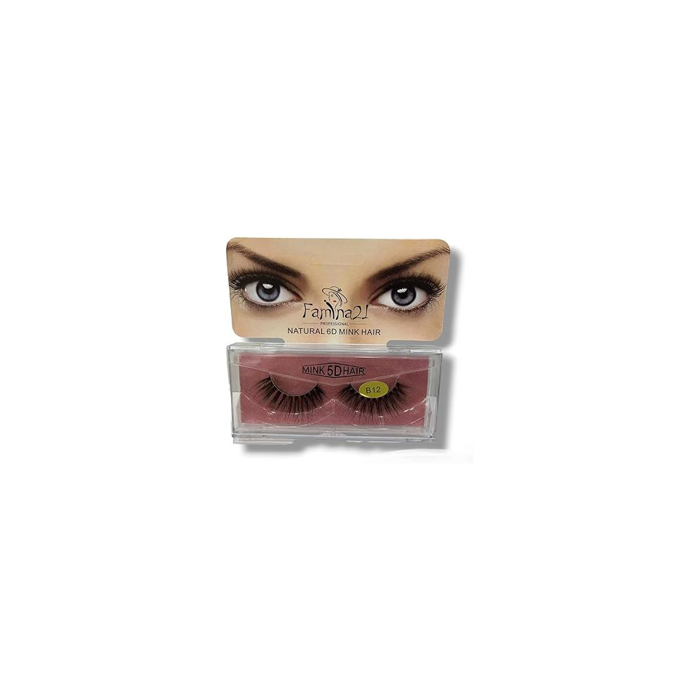 Famina21 Professional Natural 5D 6D Mink Hair Eyelashes B12