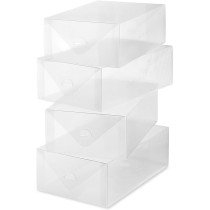 Whitmor Clear Shoe Box Heavy Duty Stackable Shoe Storage Set of 4