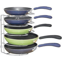 Bosphorus Kitchen Pan Organizer With Stainless Steel, Silver