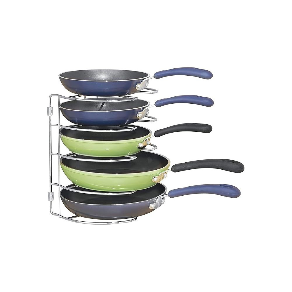 Bosphorus Kitchen Pan Organizer With Stainless Steel, Silver