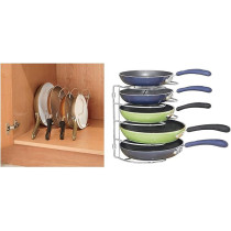 Bosphorus Kitchen Pan Organizer With Stainless Steel, Silver