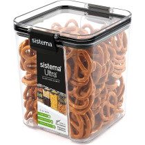 Sistema Ultra Square Canister With Locking Clips 920ml, Clear/Black