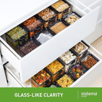 Sistema Ultra Square Canister With Locking Clips 920ml, Clear/Black