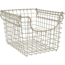 Spectrum Vintage Inspired Stackable Wire Storage Basket, Satin