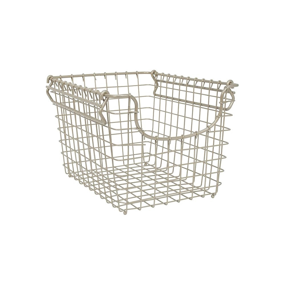 Spectrum Vintage Inspired Stackable Wire Storage Basket, Satin