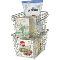 Spectrum Vintage Inspired Stackable Wire Storage Basket, Satin