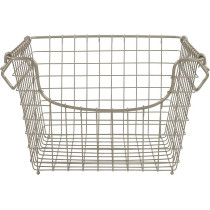 Spectrum Vintage Inspired Stackable Wire Medium Storage Basket, Satin Nickel
