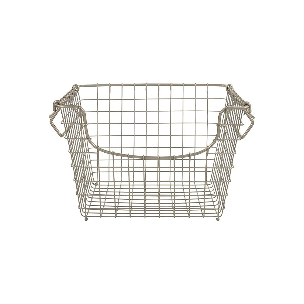 Spectrum Vintage Inspired Stackable Wire Medium Storage Basket, Satin Nickel