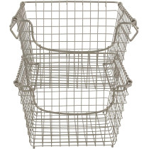 Spectrum Vintage Inspired Stackable Wire Medium Storage Basket, Satin Nickel