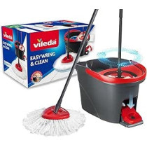 Vileda Easy Wring And Clean Spin Mop And Bucket Set With Foot Pedal, Grey/Red