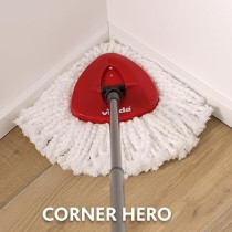 Vileda Easy Wring And Clean Spin Mop And Bucket Set With Foot Pedal, Grey/Red