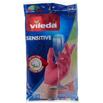 Vileda Sensitive Extra Fine Small Reuasable Hand Gloves With Comfortable Fit, Pink